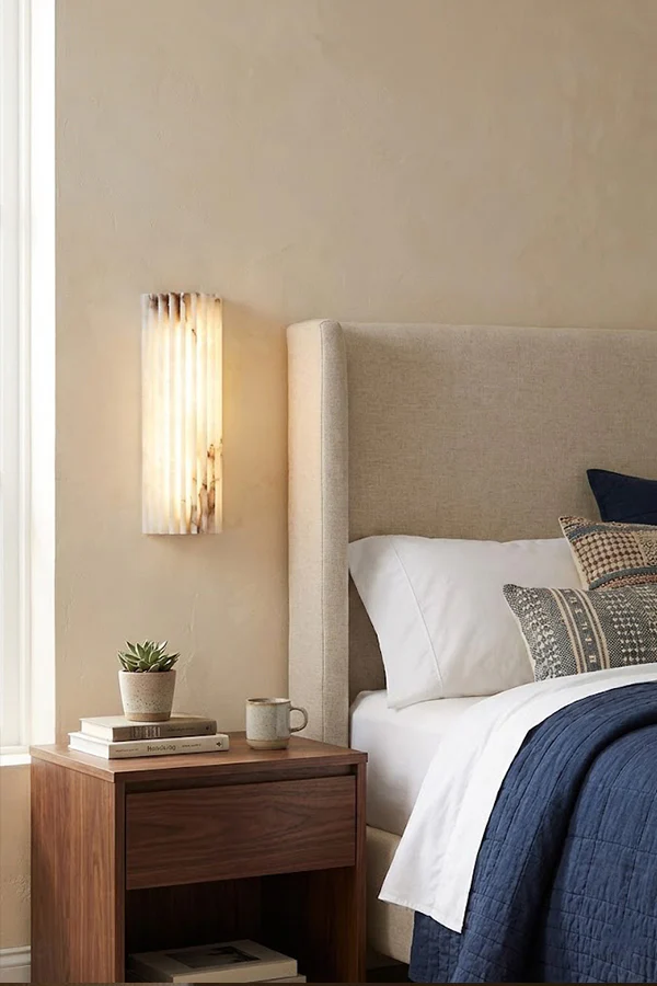 Aurelius Fluted Wall Sconce in alabaster for Hallway by AUVIELIGHT
