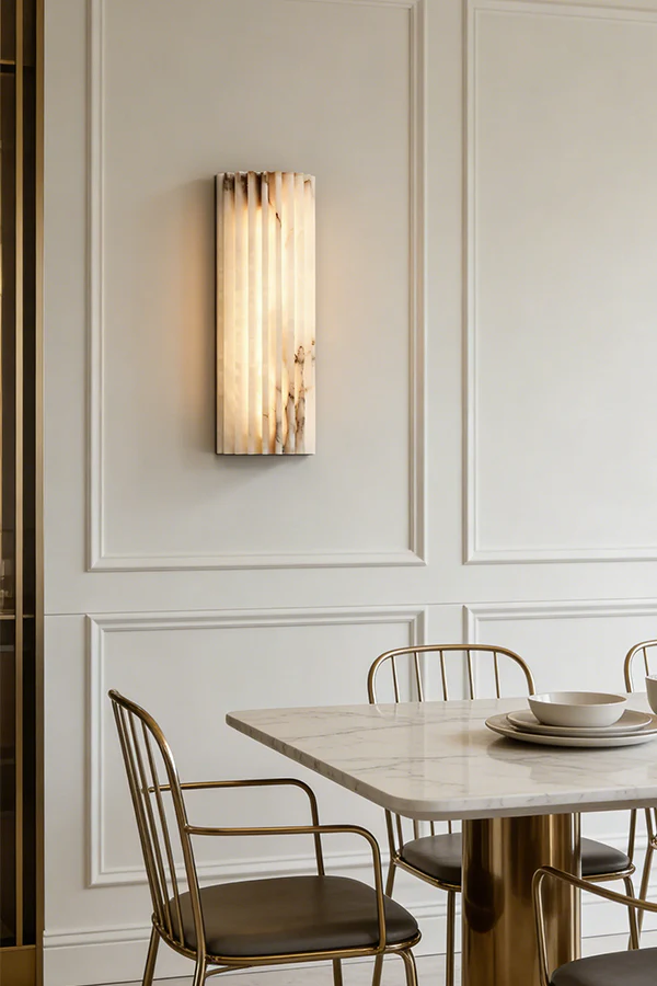 Aurelius Fluted Wall Sconce in alabaster for Hallway by AUVIELIGHT