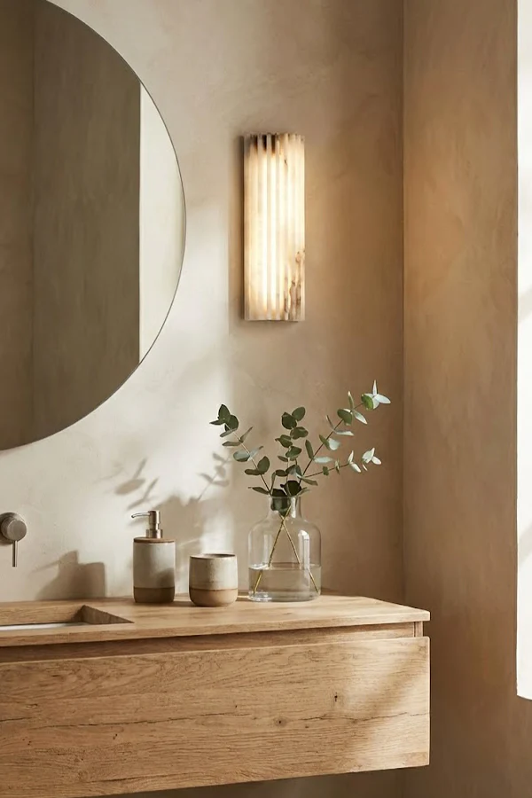 Aurelius Fluted Wall Sconce in alabaster for Hallway by AUVIELIGHT