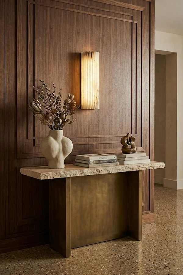 Aurelius Fluted Wall Sconce in alabaster for Hallway by AUVIELIGHT