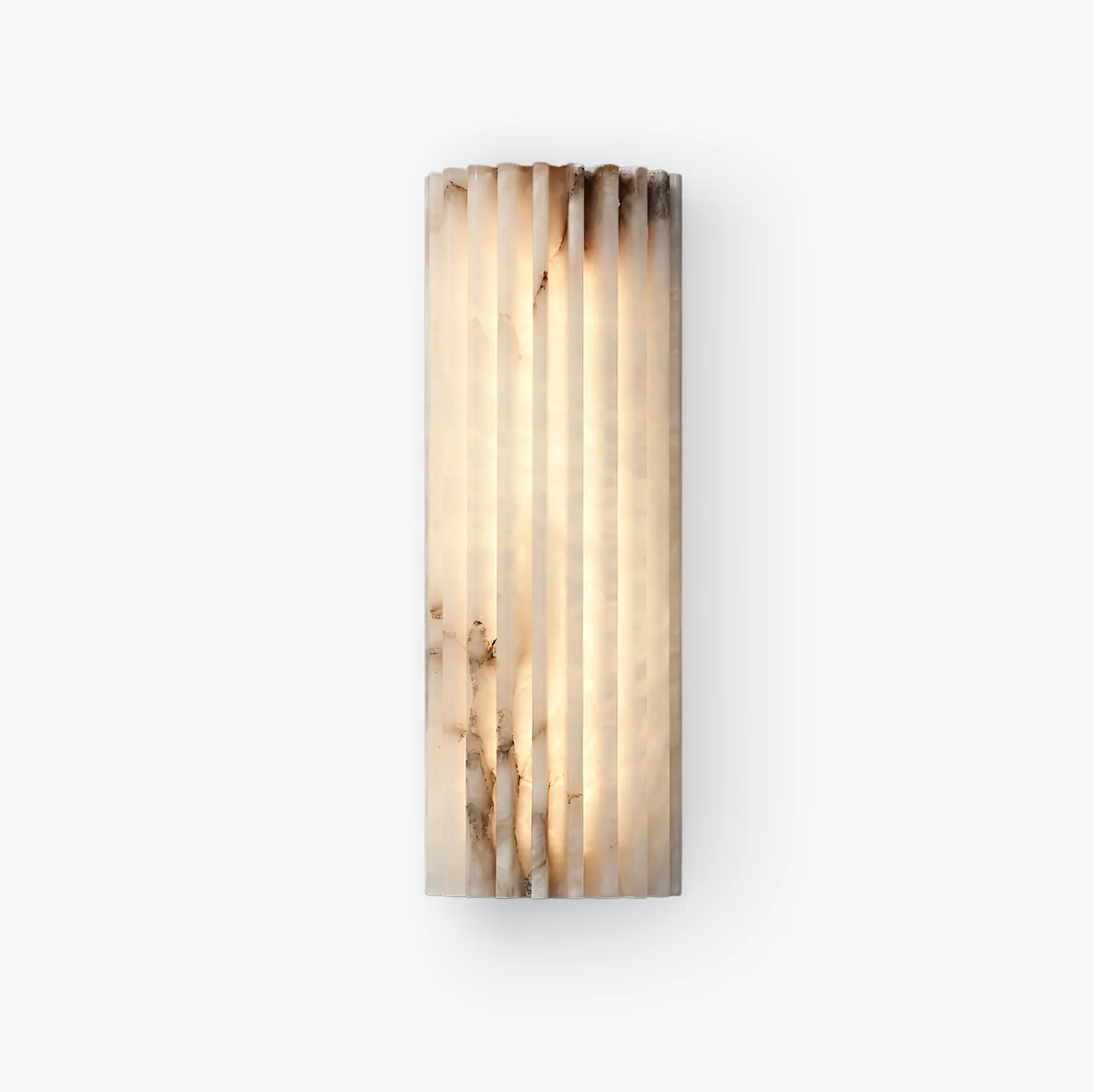Aurelius Fluted Wall Sconce in alabaster for Hallway by AUVIELIGHT, L 3.9" x W1.9" x H11.8" / L 10cm x W 5cm x H 30cm / Wihte / Warm Light and 1