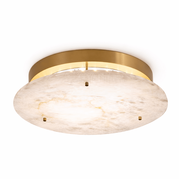 Aurene Disc Flush Mount in alabaster for Low Ceilings by AUVIELIGHT, ∅ 15.7"x H 2.6" / Gold & White / Warm Light and 1 other sizes