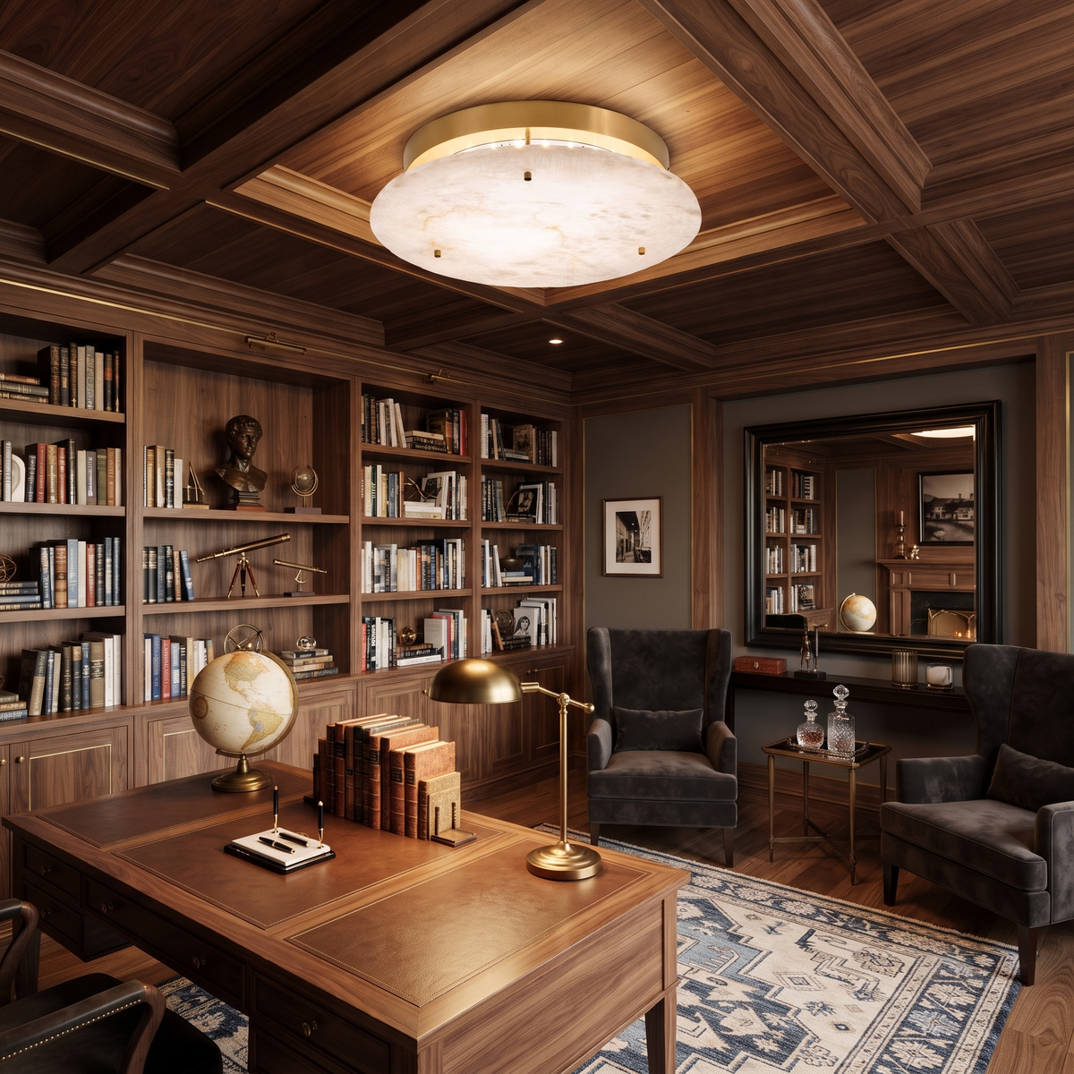 Aurene Disc Flush Mount in alabaster for Low Ceilings by AUVIELIGHT