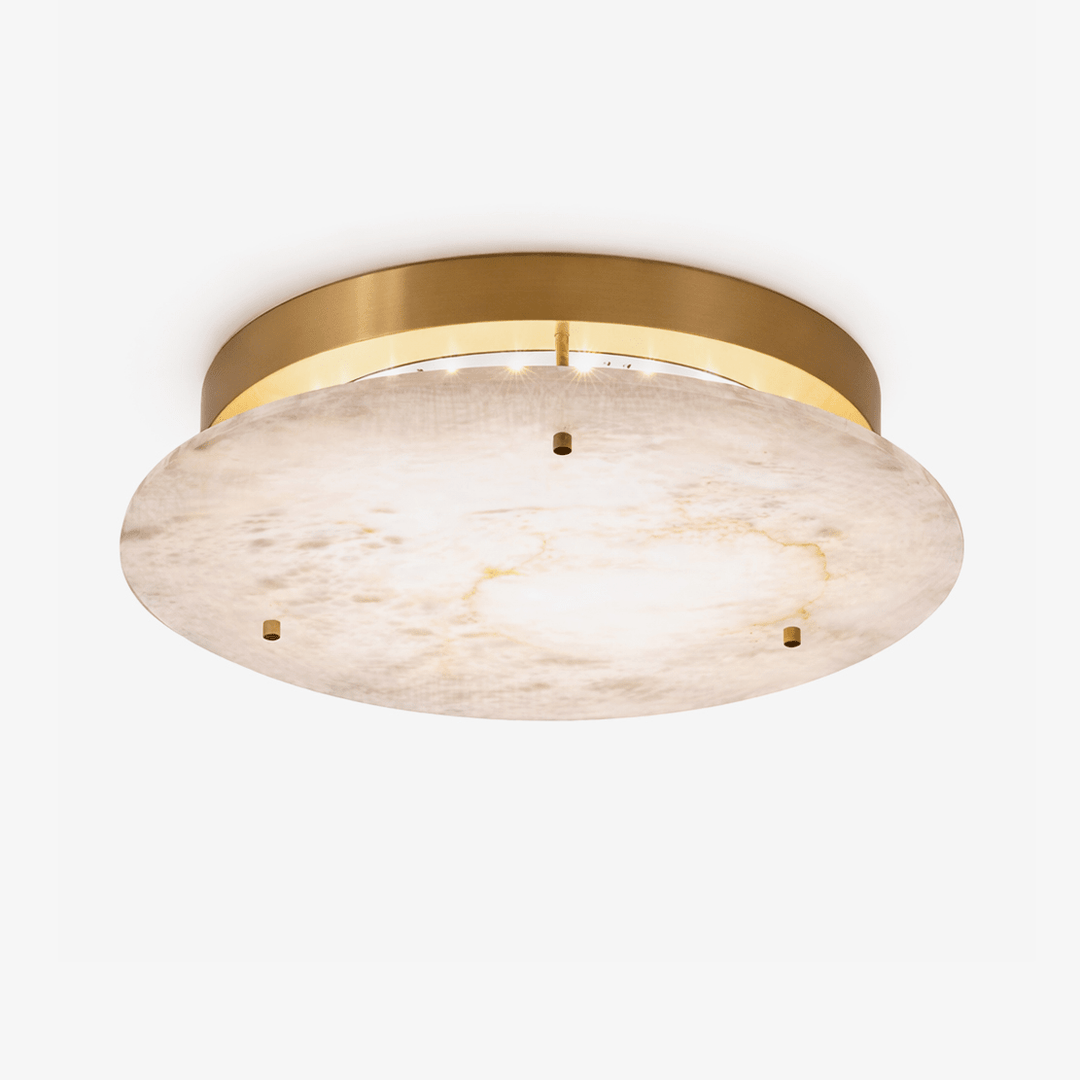 Aurene Disc Flush Mount in alabaster for Low Ceilings by AUVIELIGHT, ∅ 11.8"x H 2.6" / Gold & White / Warm Light and 1 other sizes
