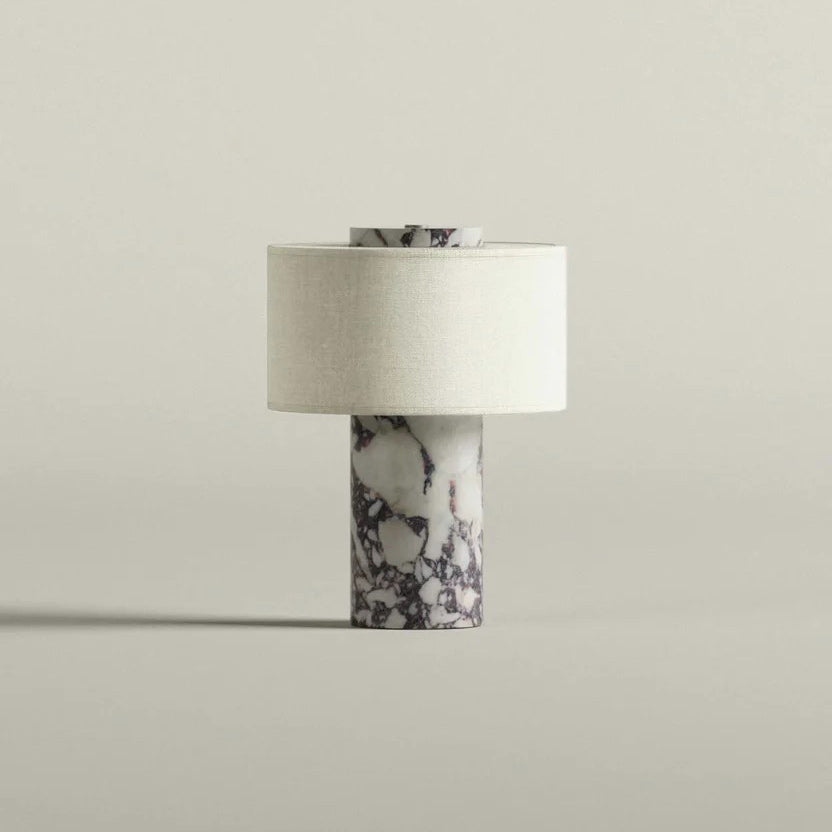 Aurie Table Lamp for Living Room by AUVIELIGHT, Dia 18cm x H 25cm / ∅ 7.1″ x H 9.8 / Bvlgari Purple Marble / Warm Light