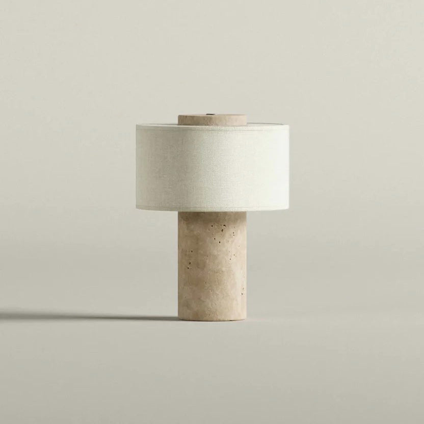 Aurie Table Lamp for Living Room by AUVIELIGHT, Dia 18cm x H 25cm / ∅ 7.1″ x H 9.8 / Yellow Travertine / Warm Light