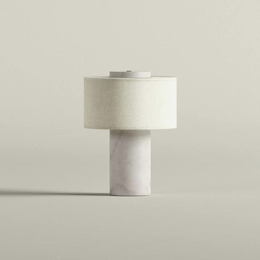 Aurie Table Lamp for Living Room by AUVIELIGHT, Dia 18cm x H 25cm / ∅ 7.1″ x H 9.8 / White Marble / Warm Light