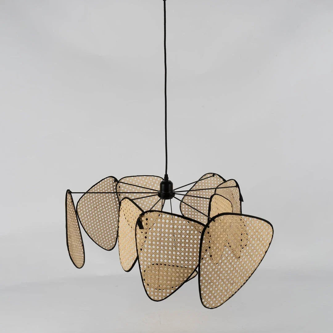 Bamboo Screen Chandelier in rattan for Dining Room by AUVIELIGHT
