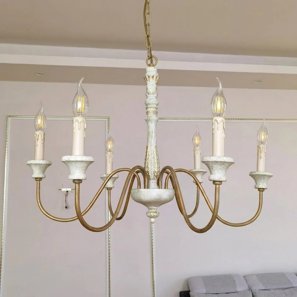 Baroque Distressed Candle Pendant Light for Kitchen Island by AUVIELIGHT