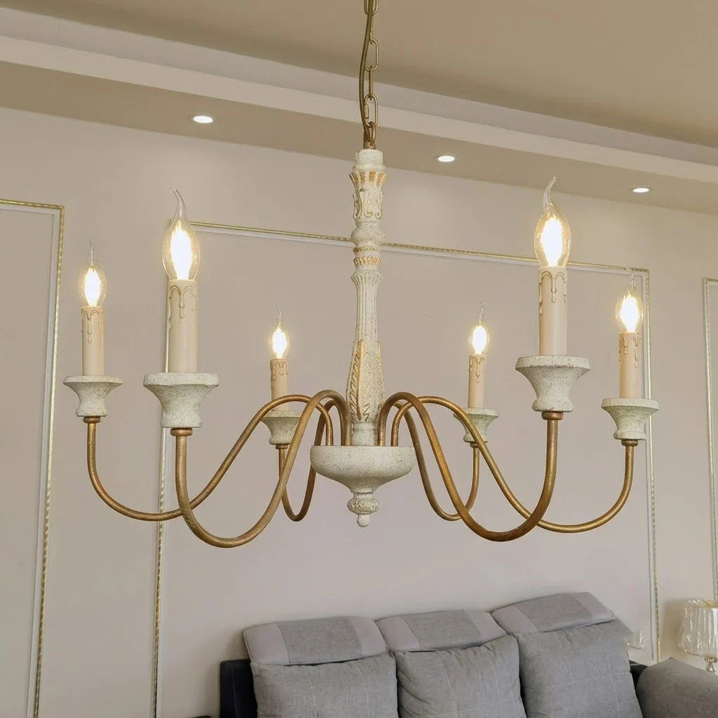 Baroque Distressed Candle Pendant Light for Kitchen Island by AUVIELIGHT