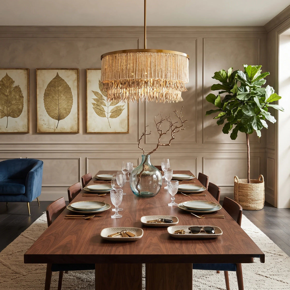 Fringe Beaded Chandelier for Dining Room by AUVIELIGHT