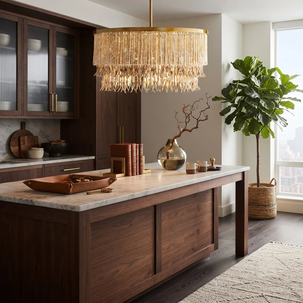 Fringe Beaded Chandelier for Dining Room by AUVIELIGHT