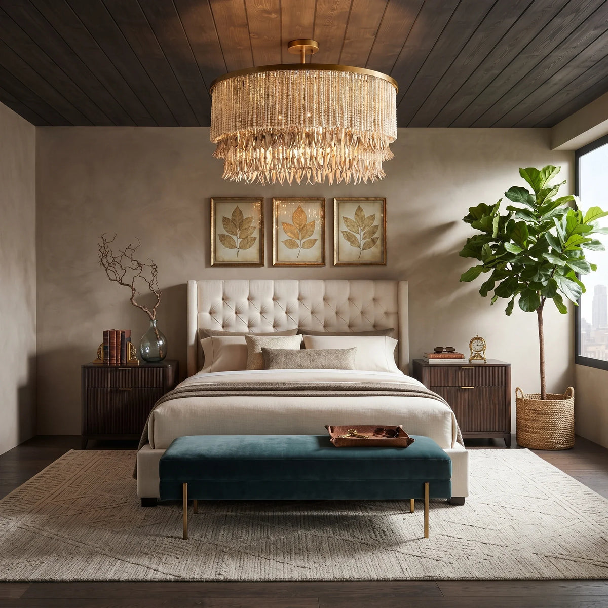 Fringe Beaded Chandelier for Dining Room by AUVIELIGHT