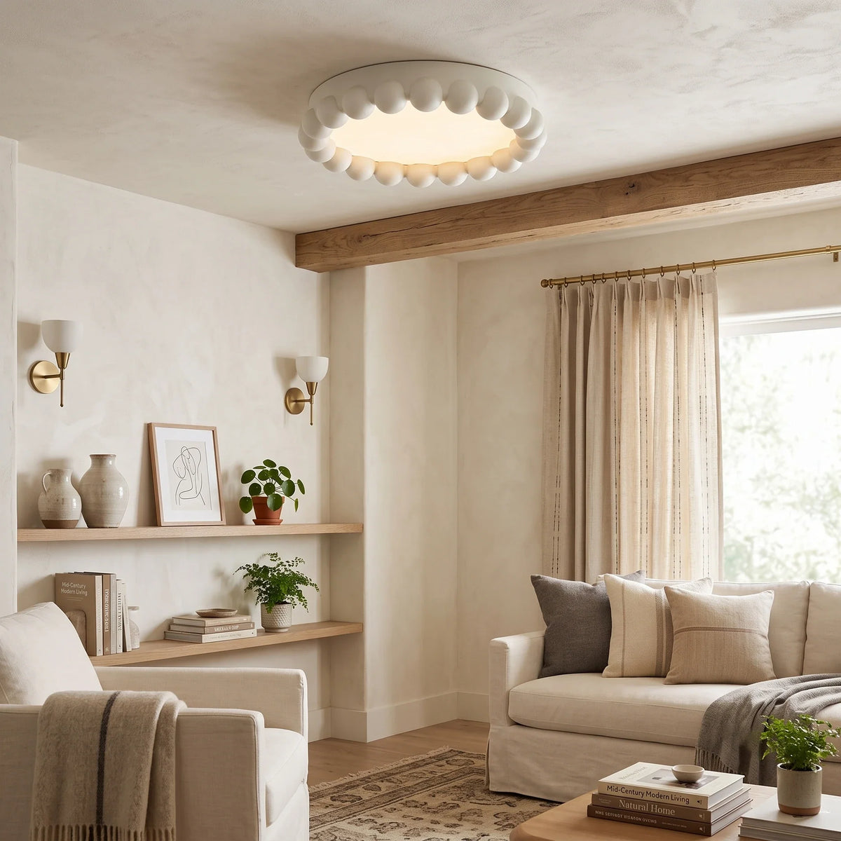 Resin Beaded Flush Mount for Low Ceilings by AUVIELIGHT