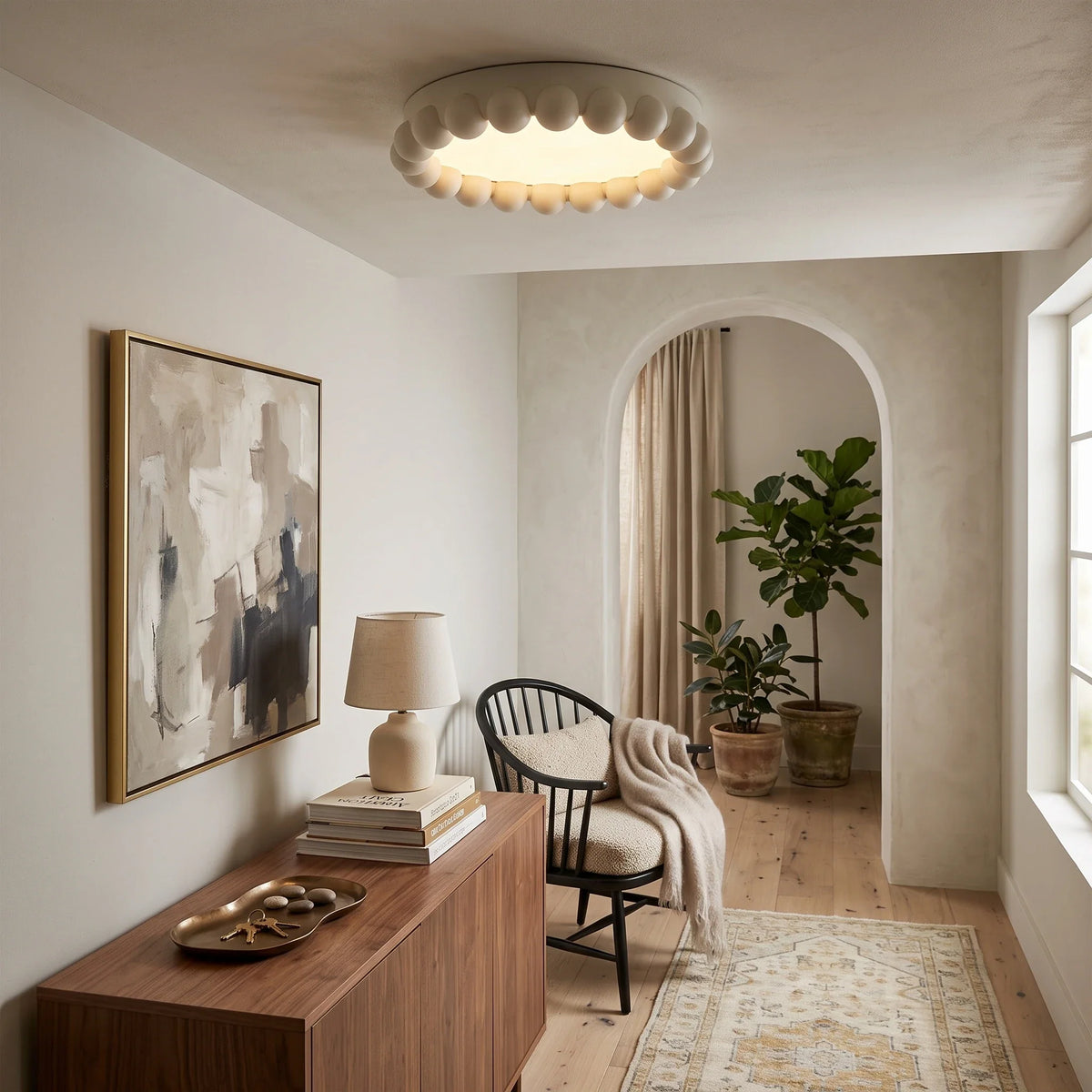 Resin Beaded Flush Mount for Low Ceilings by AUVIELIGHT
