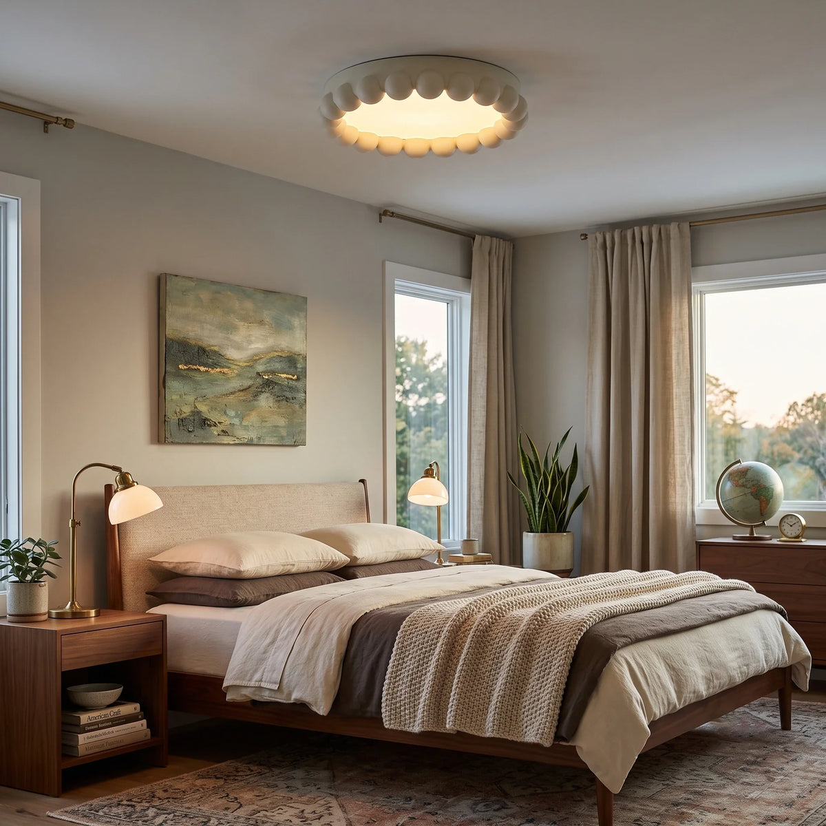 Resin Beaded Flush Mount for Low Ceilings by AUVIELIGHT