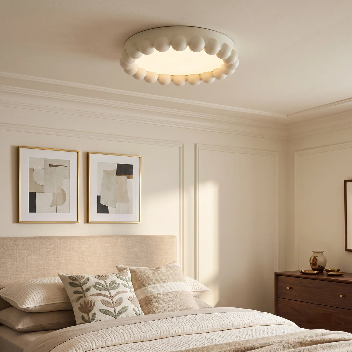 Resin Beaded Flush Mount for Low Ceilings by AUVIELIGHT