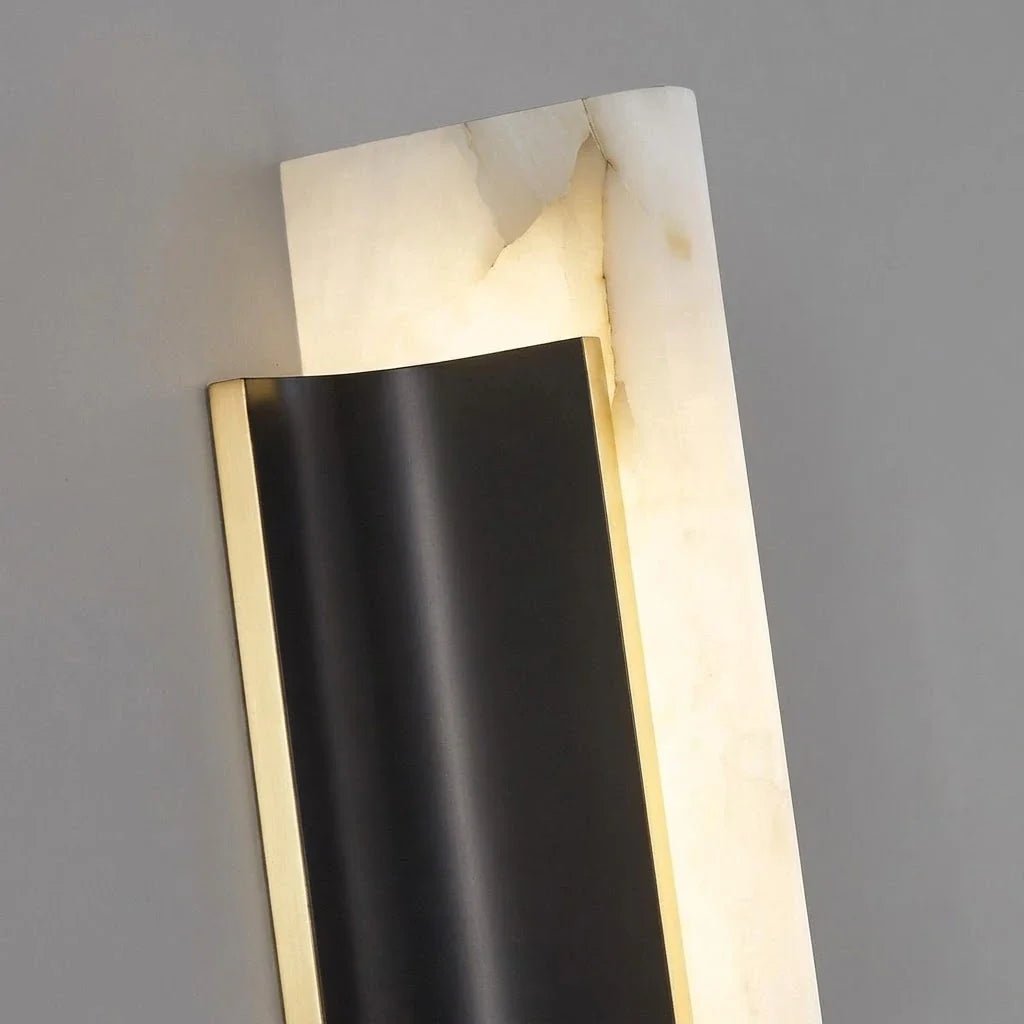 Backplate Linear Wall Sconce in black alabaster for Hallway by AUVIELIGHT