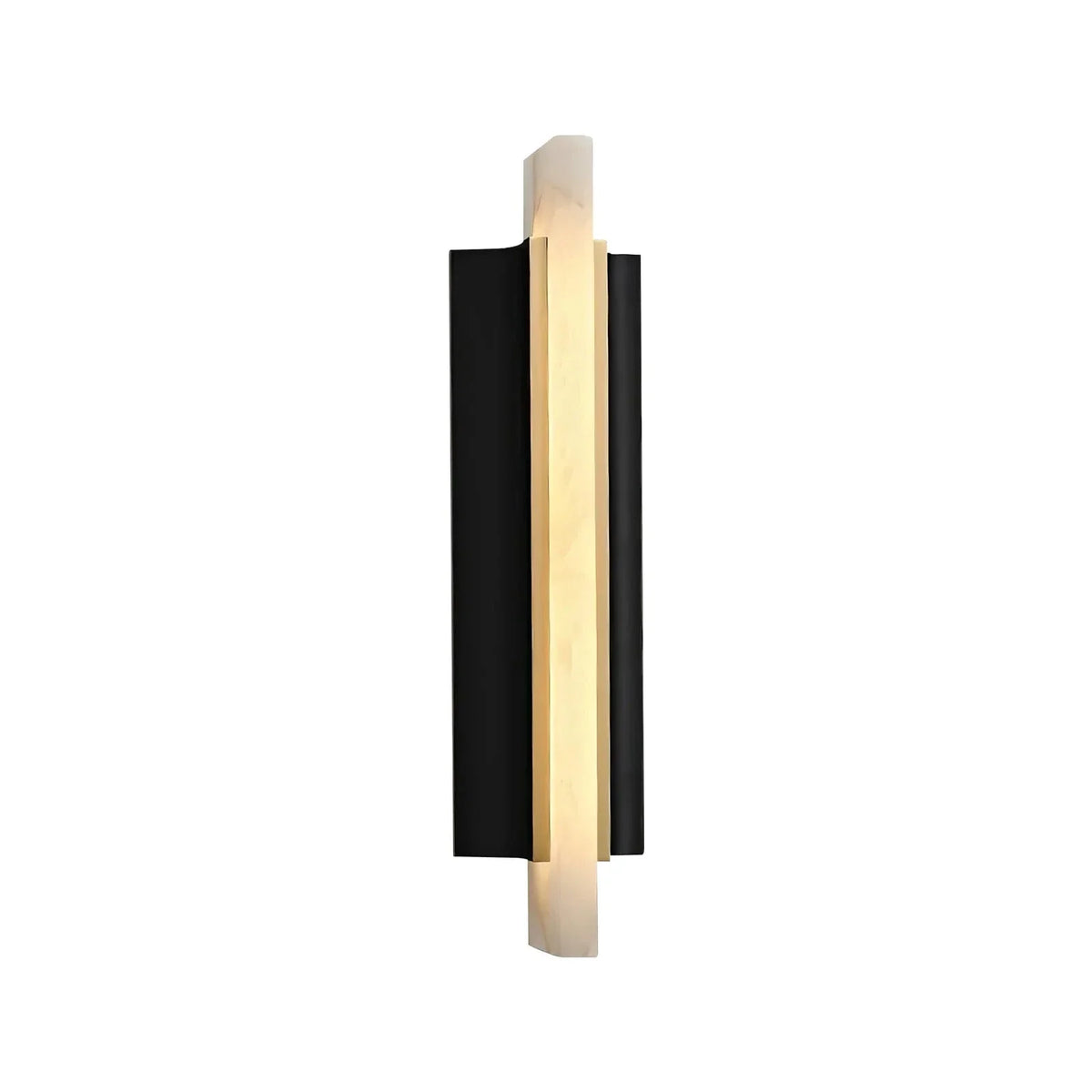 Backplate Linear Wall Sconce in black alabaster for Hallway by AUVIELIGHT, ∅ 4.8" x H 29.6" / White + Black / Warm Light