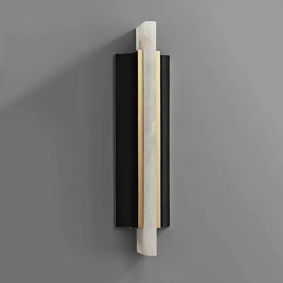 Backplate Linear Wall Sconce in black alabaster for Hallway by AUVIELIGHT