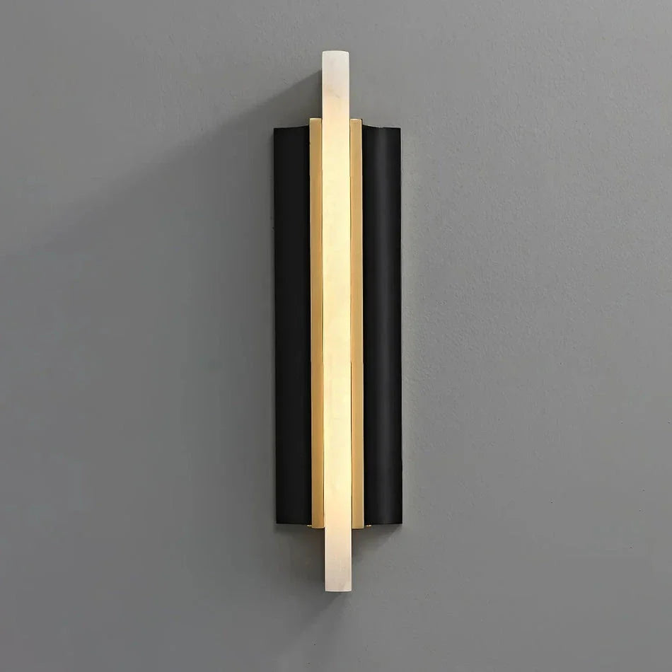 Backplate Linear Wall Sconce in black alabaster for Hallway by AUVIELIGHT