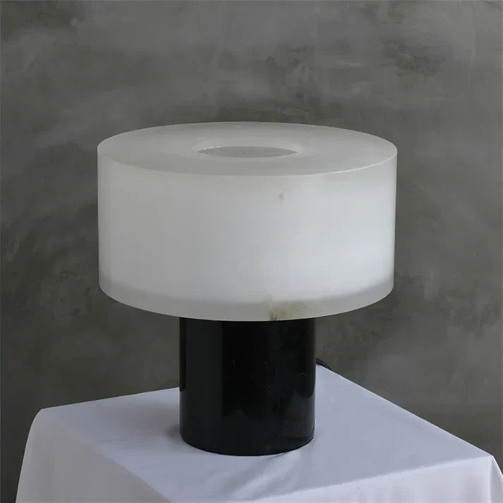Drum Table Lamp in black alabaster for Living Room by AUVIELIGHT