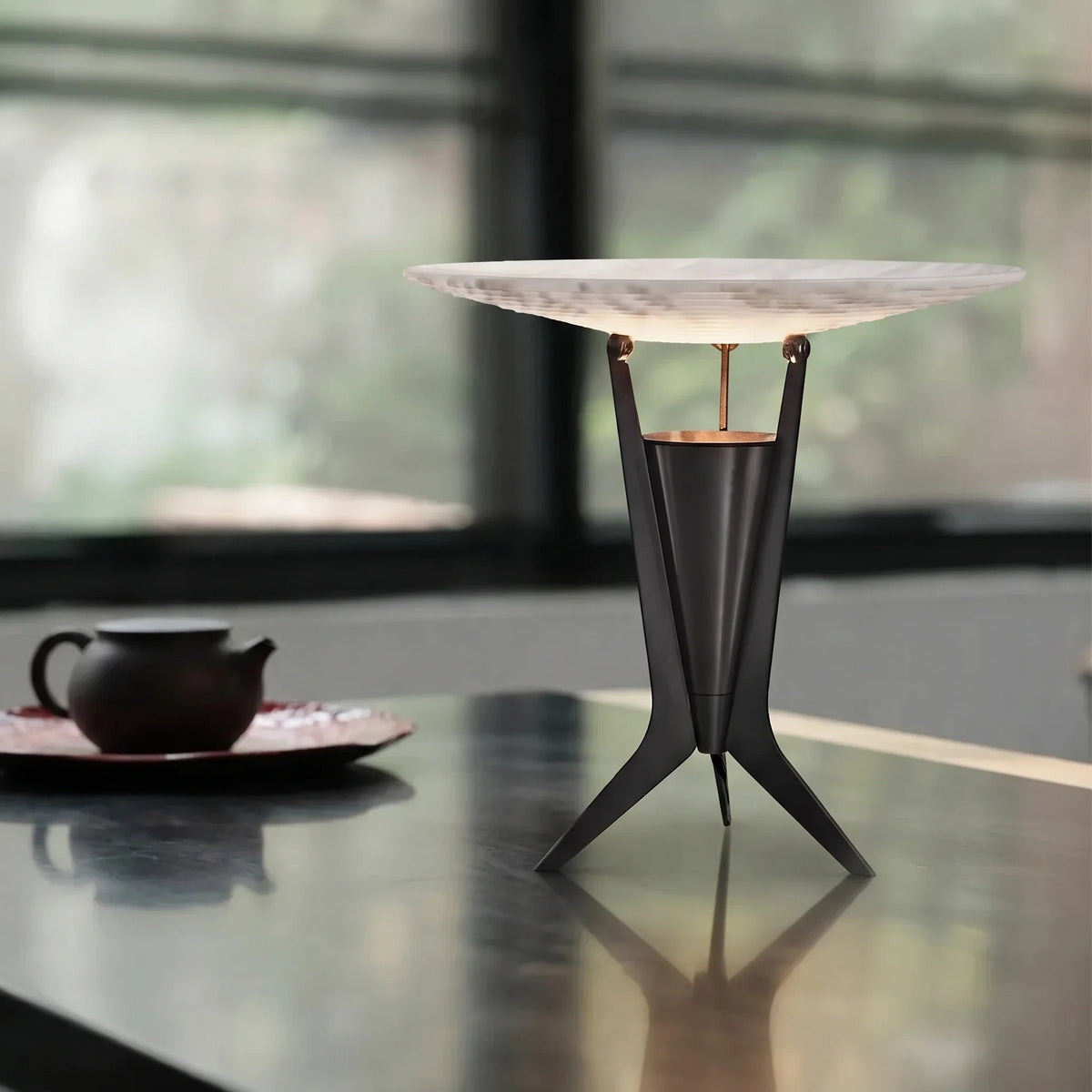Modern Bedside Lamp in black alabaster for Bedroom by AUVIELIGHT