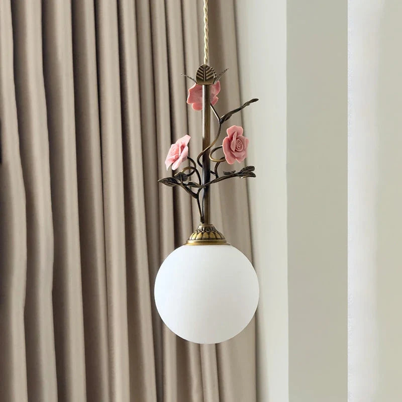 Sphere Pendant Light in rattan for Kitchen Island by AUVIELIGHT, D 15cm x H 38cm / ∅ 5.9" x H 15" / Antique brass & White