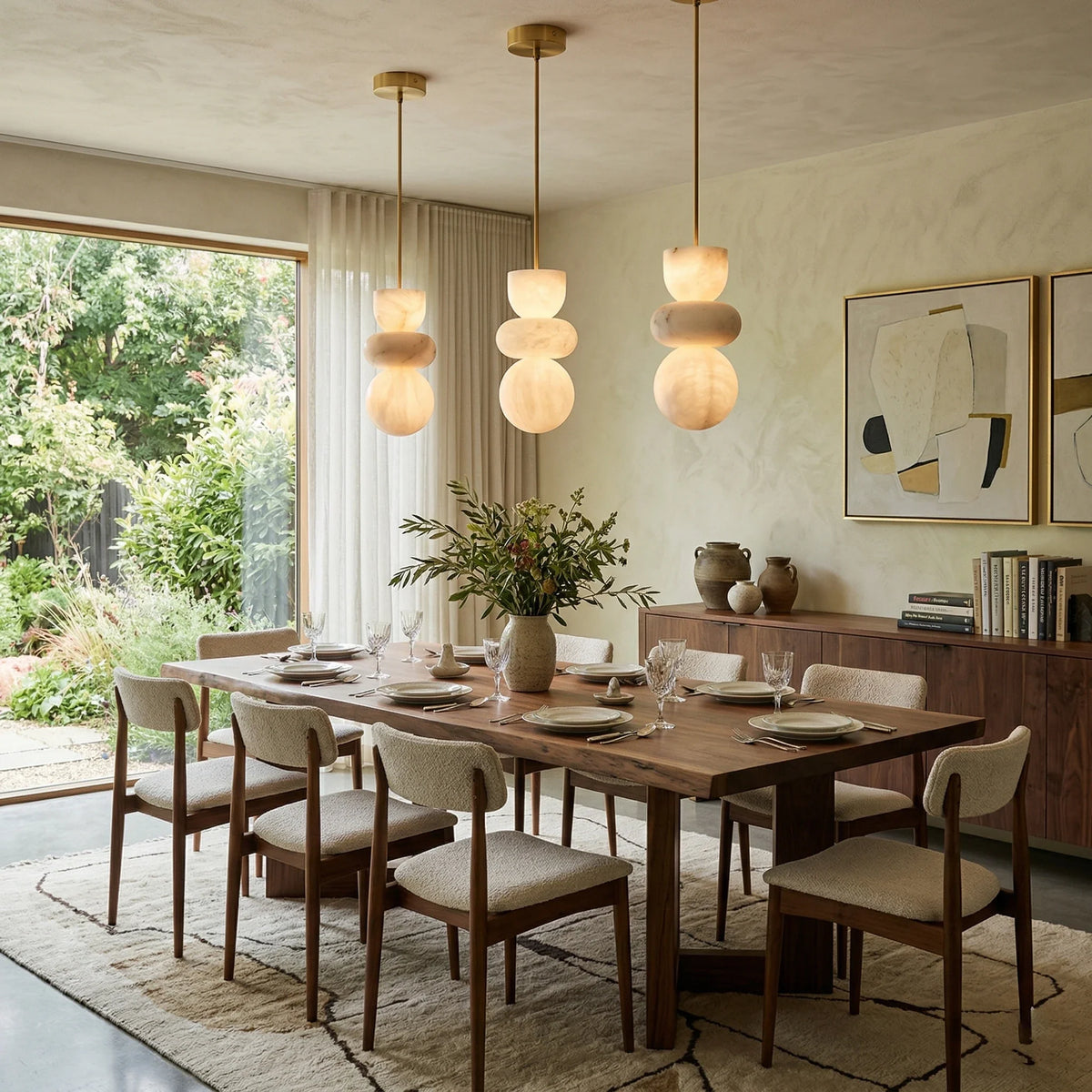 Modern Pendant Light in alabaster for Kitchen Island by AUVIELIGHT