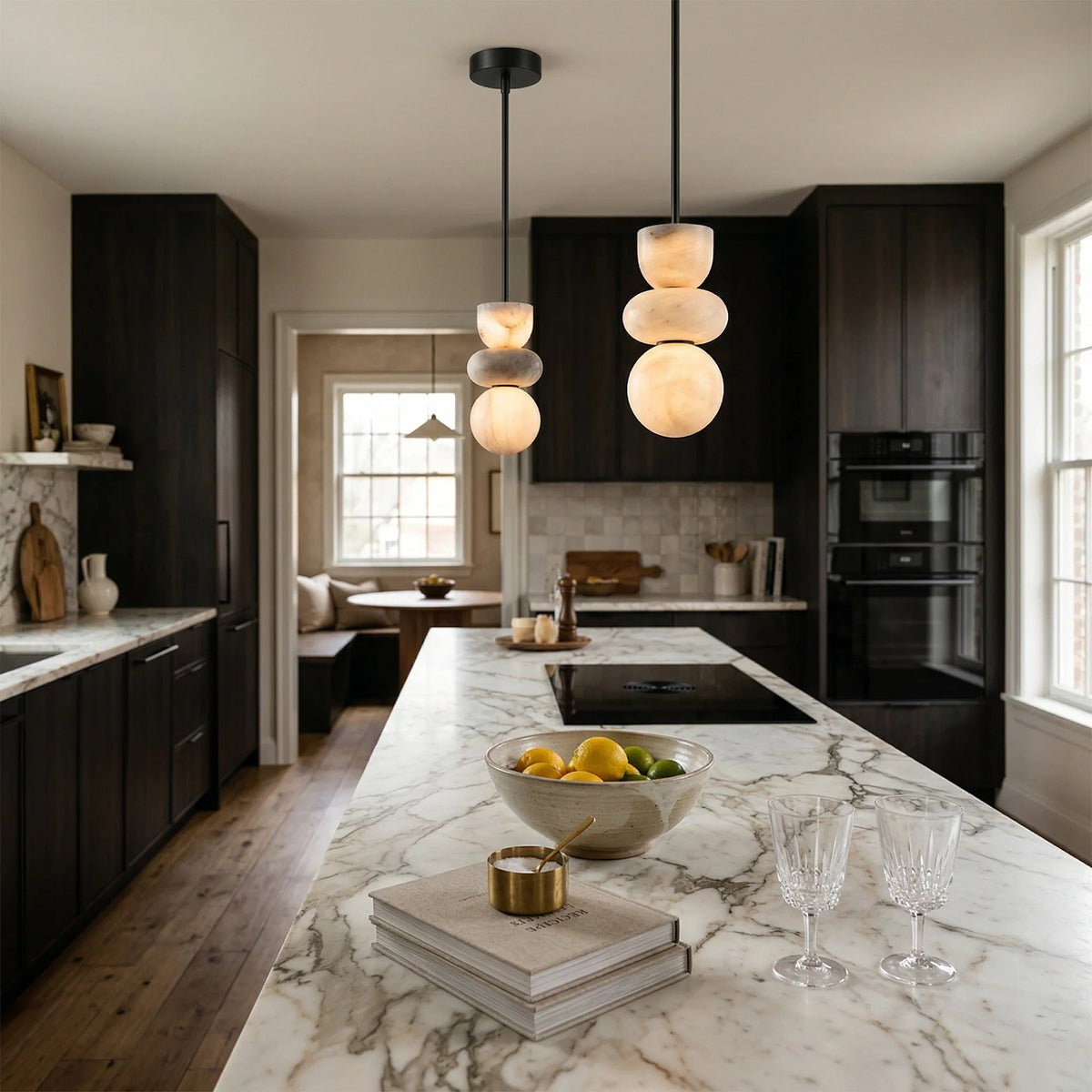 Modern Pendant Light in alabaster for Kitchen Island by AUVIELIGHT