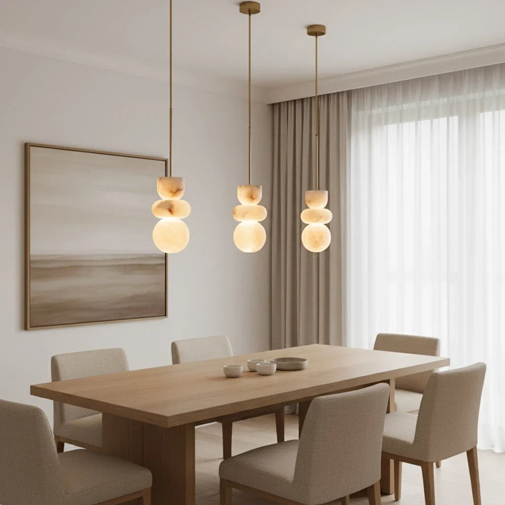 Modern Pendant Light in alabaster for Kitchen Island by AUVIELIGHT