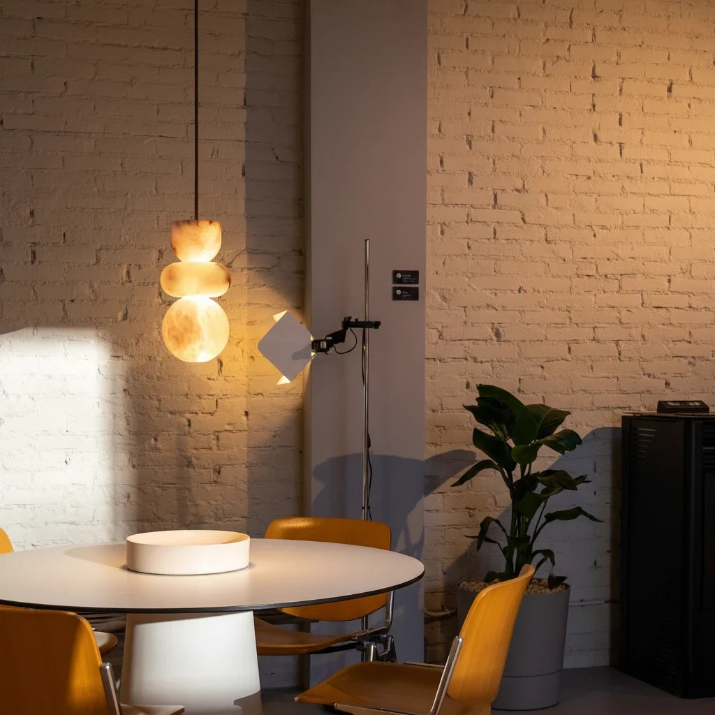 Modern Pendant Light in alabaster for Kitchen Island by AUVIELIGHT
