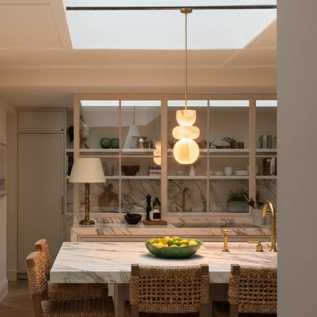 Modern Pendant Light in alabaster for Kitchen Island by AUVIELIGHT