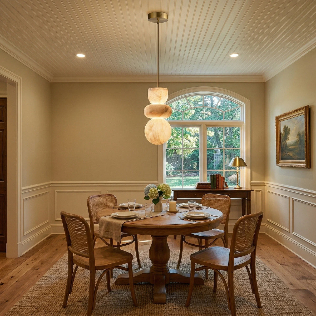 Modern Pendant Light in alabaster for Kitchen Island by AUVIELIGHT