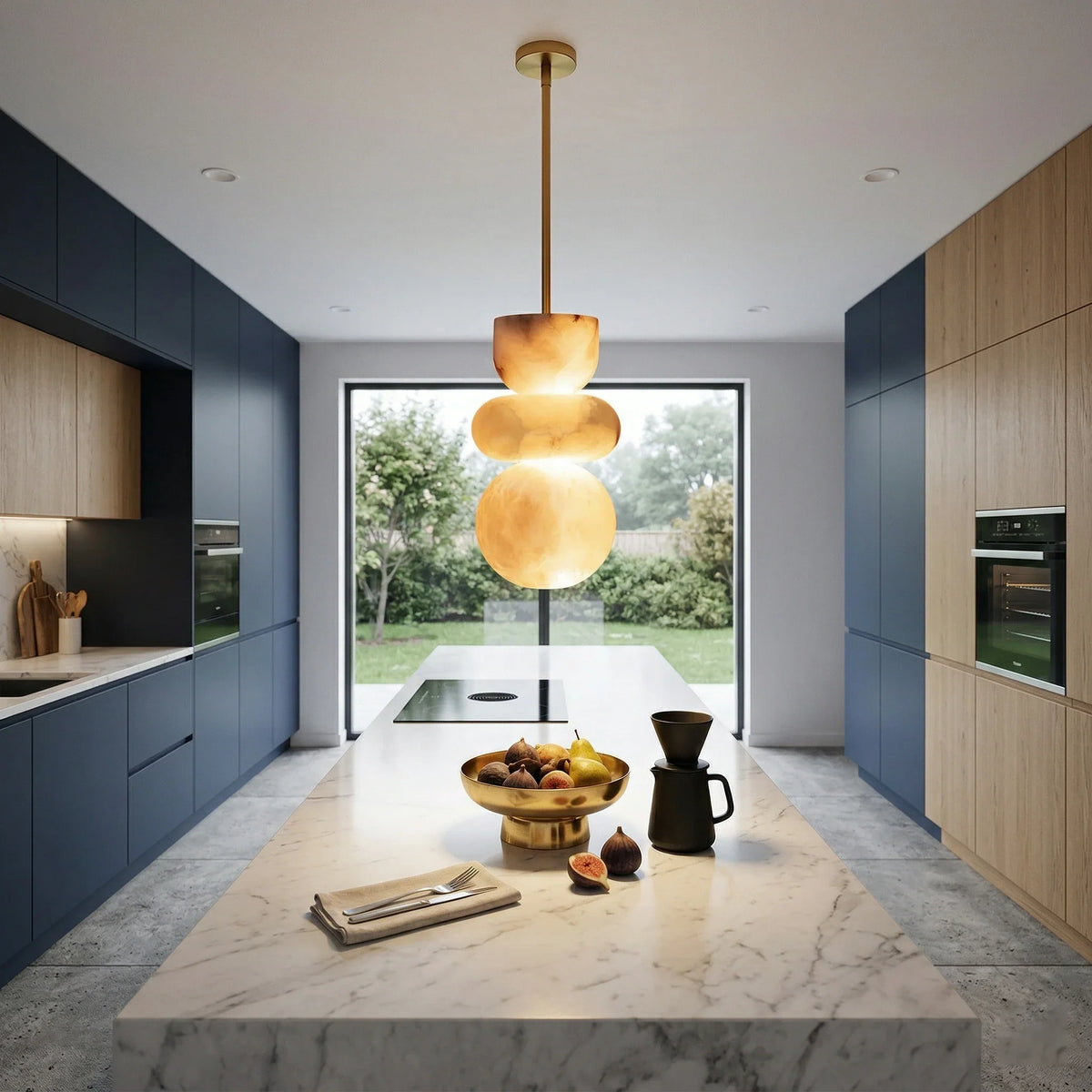 Modern Pendant Light in alabaster for Kitchen Island by AUVIELIGHT