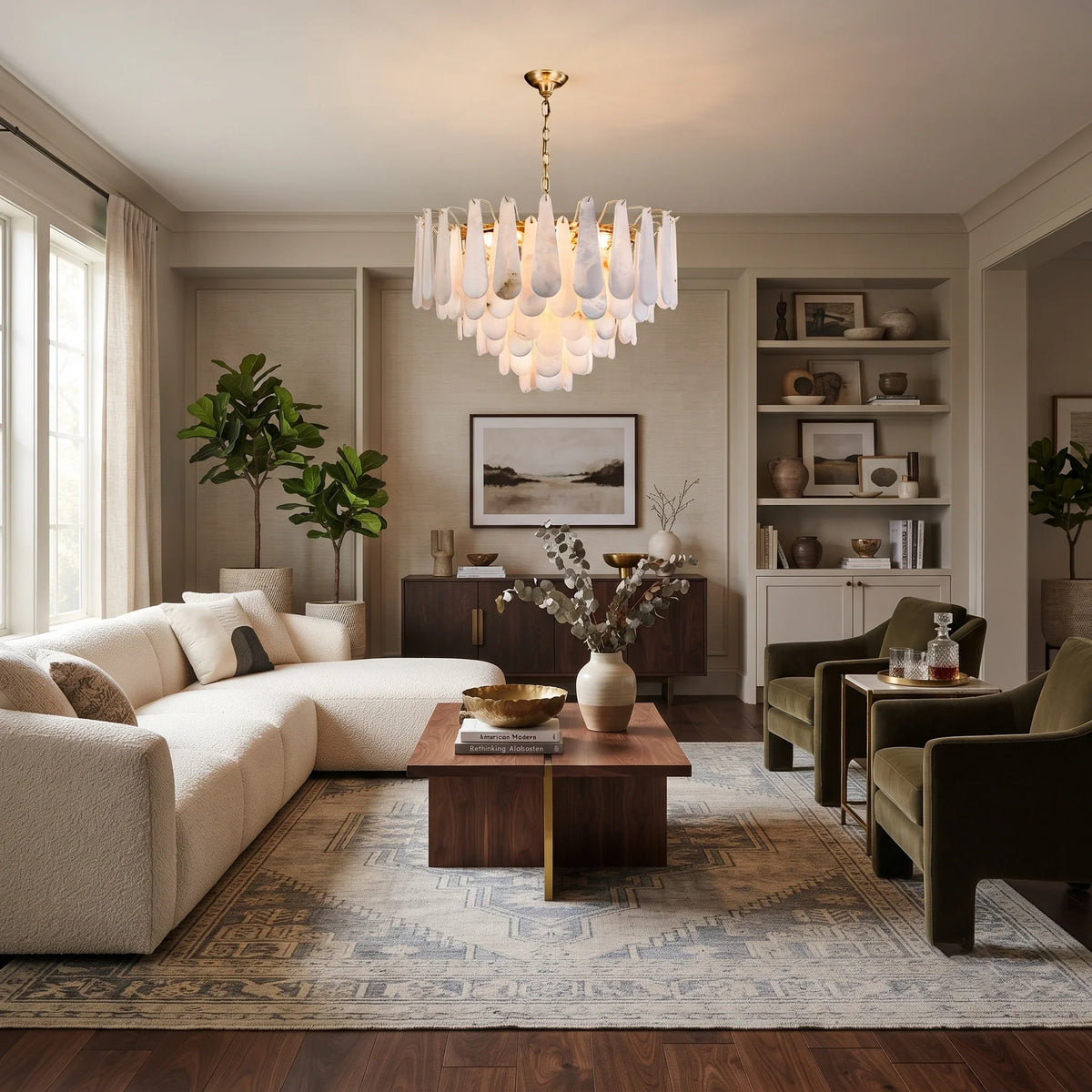 Teardrop Chandelier in alabaster for Dining Room by AUVIELIGHT