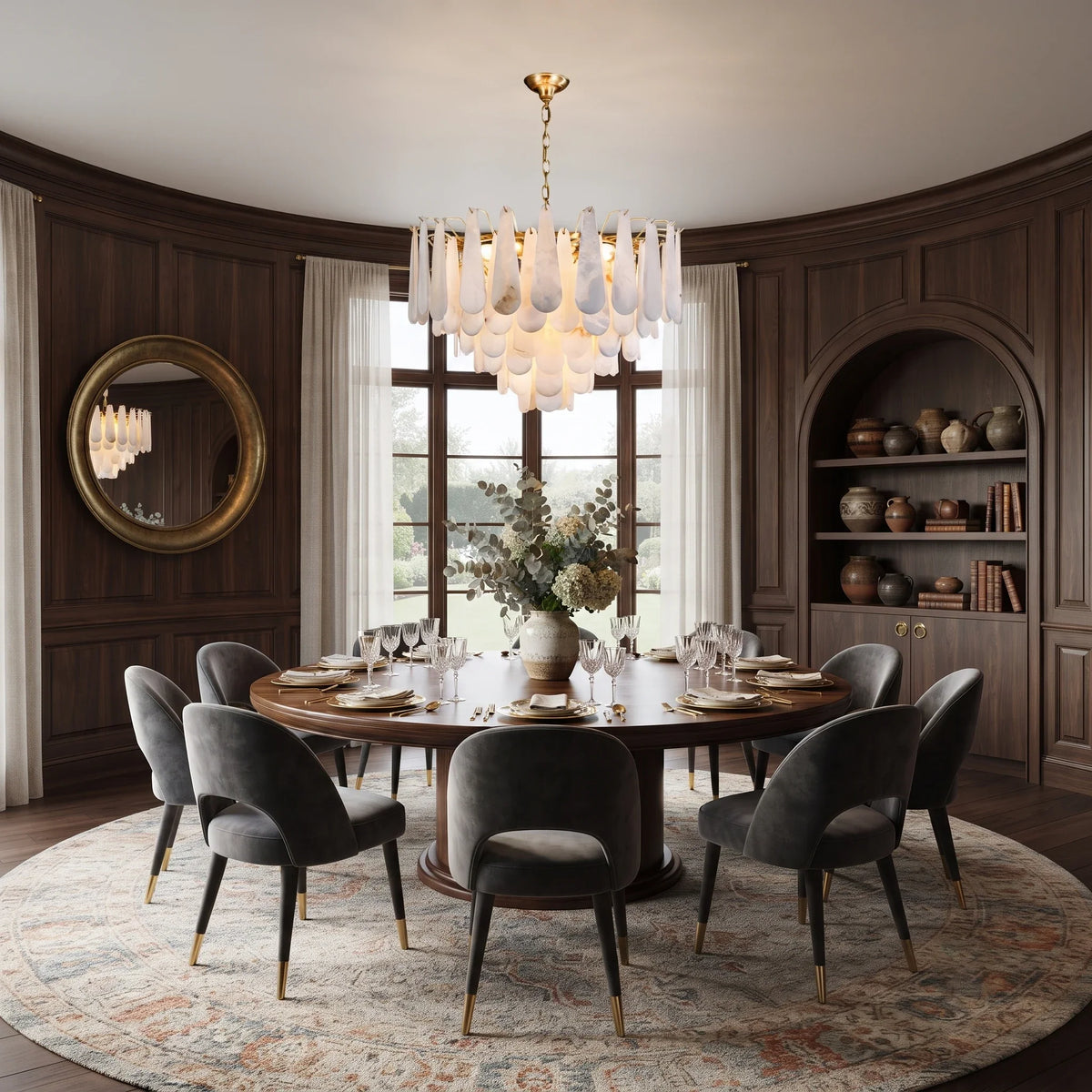 Teardrop Chandelier in alabaster for Dining Room by AUVIELIGHT
