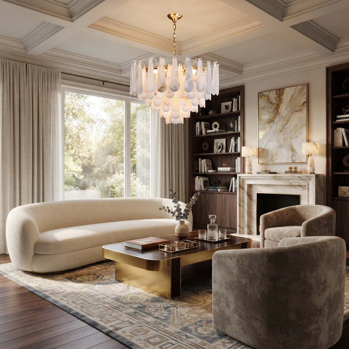 Teardrop Chandelier in alabaster for Dining Room by AUVIELIGHT