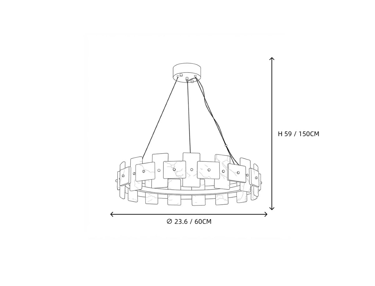 Geometric Chandelier in alabaster for Dining Room by AUVIELIGHT