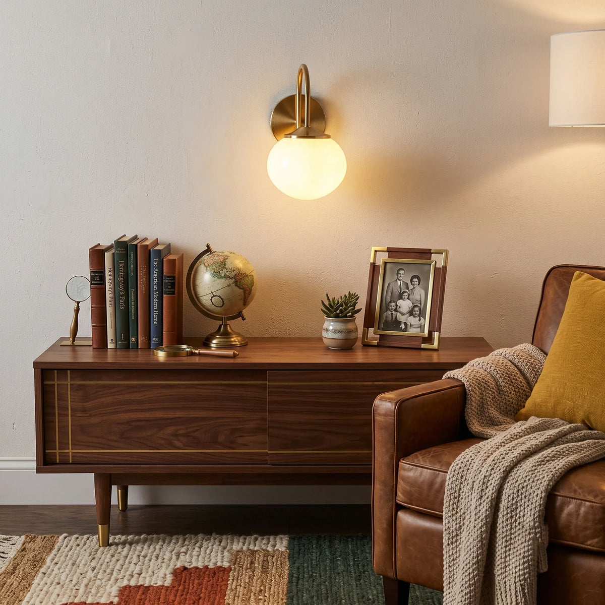 Globe Wall Sconce in brass for Hallway by AUVIELIGHT