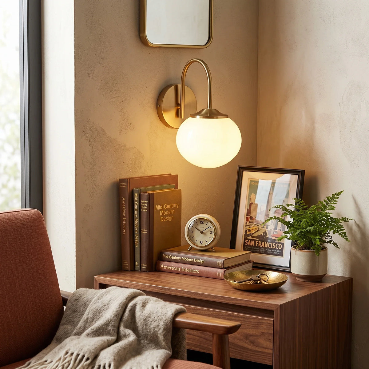 Globe Wall Sconce in brass for Hallway by AUVIELIGHT
