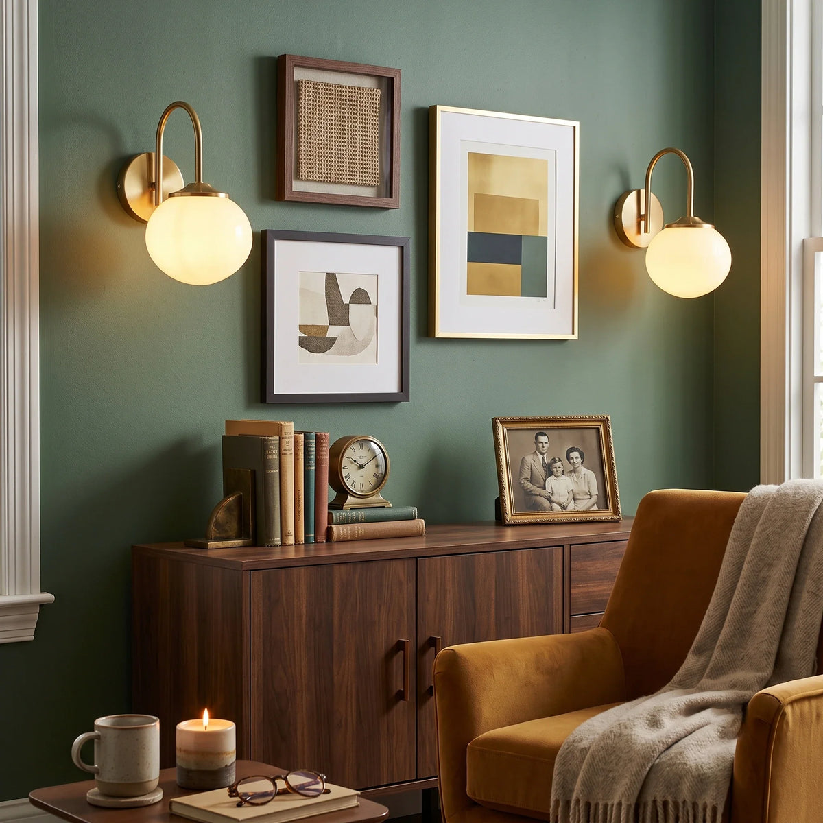 Globe Wall Sconce in brass for Hallway by AUVIELIGHT