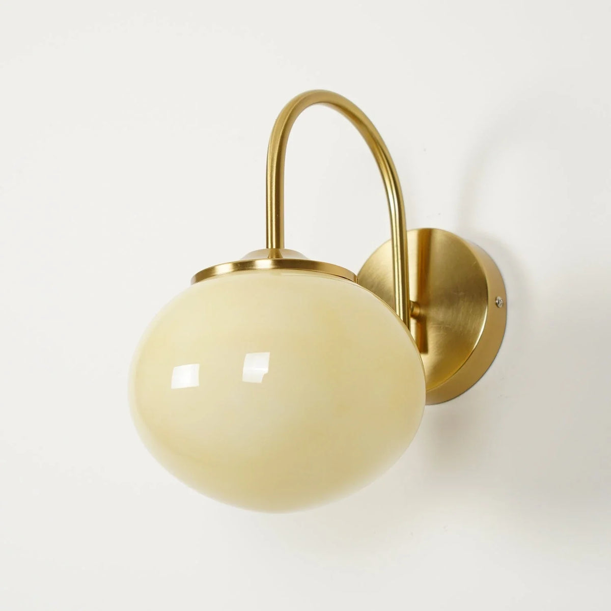 Globe Wall Sconce in brass for Hallway by AUVIELIGHT, ∅5.5" xH 11" /Dia 14cm xH 28cm / Copper & Beige
