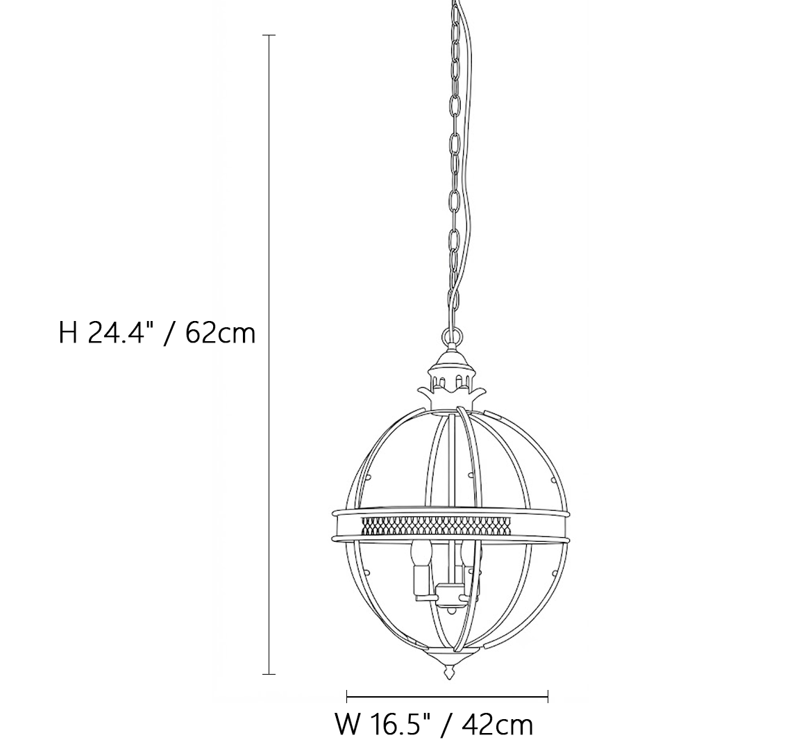 Globe Cage Chandelier in brass for Dining Room by AUVIELIGHT