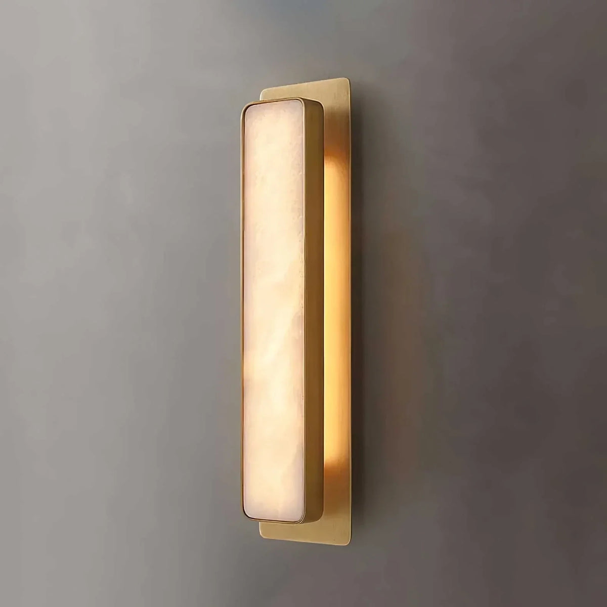 Inset Wall Sconce in alabaster for Hallway by AUVIELIGHT, ∅ 5.1" x H 20.1" / Gold & White / Warm Light
