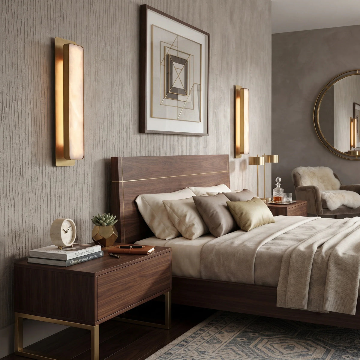 Inset Wall Sconce in alabaster for Hallway by AUVIELIGHT