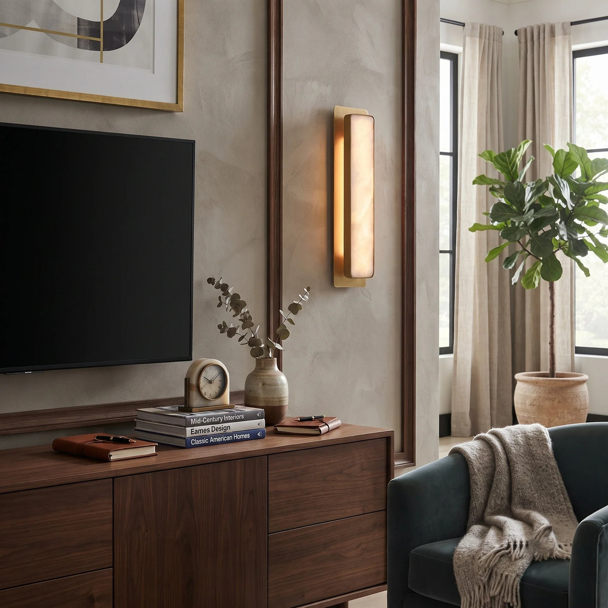 Inset Wall Sconce in alabaster for Hallway by AUVIELIGHT