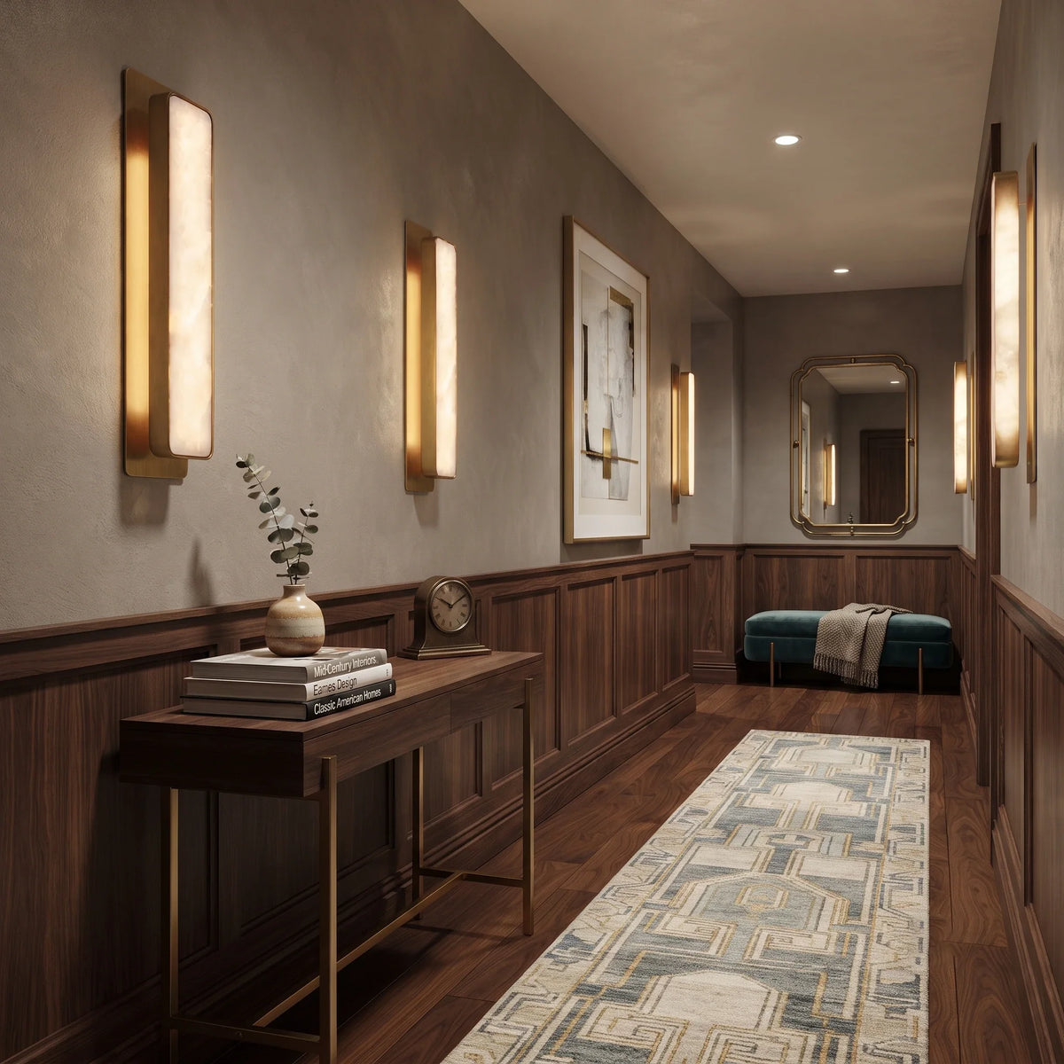 Inset Wall Sconce in alabaster for Hallway by AUVIELIGHT
