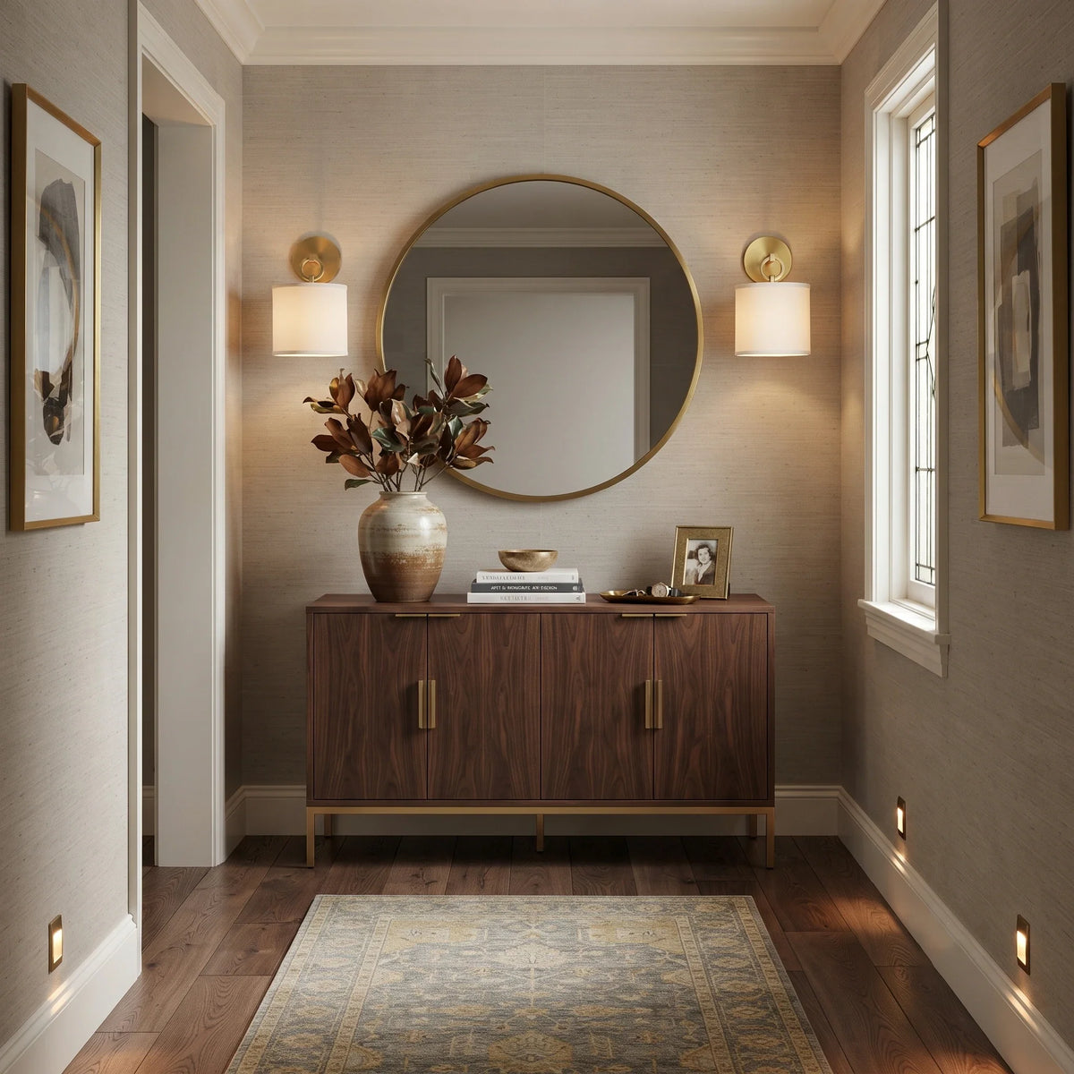 Hoop Wall Sconce in linen for Hallway by AUVIELIGHT