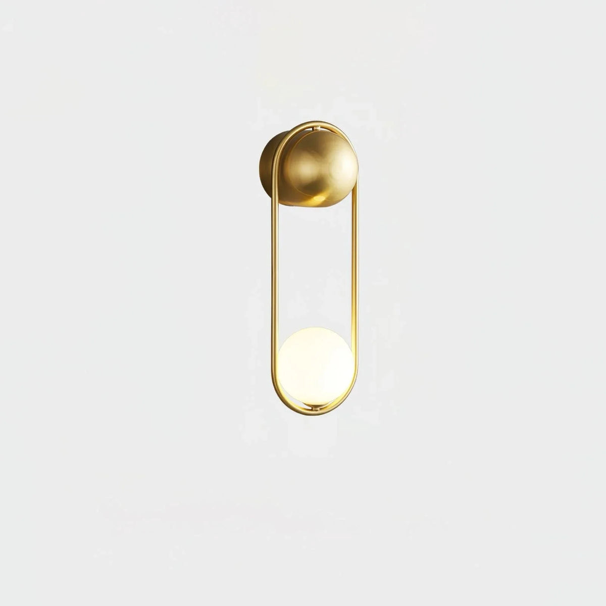 Orb Wall Sconce in brass for Hallway by AUVIELIGHT, ∅ 5.9" x H 18.1"/Dia 15cm x H 46cm / Brass & White